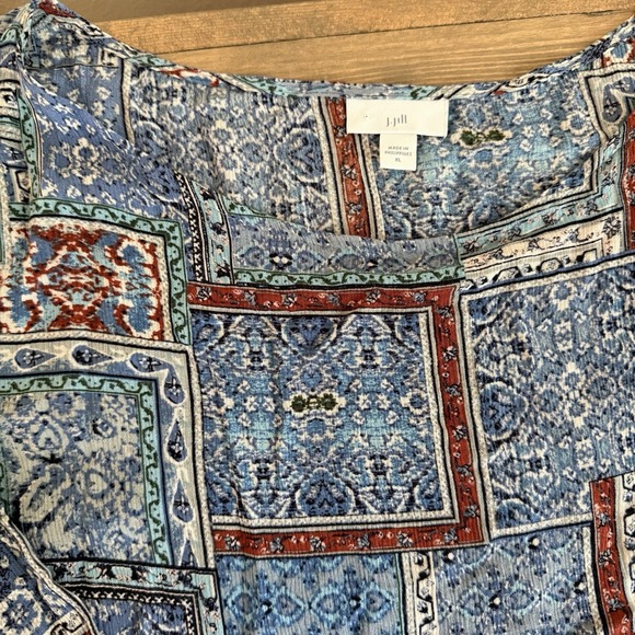 J. Jill Tops - J. Jill Womens XL‎ Multicolor Rayon 3/4 Sleeve Tunic Blouse Top